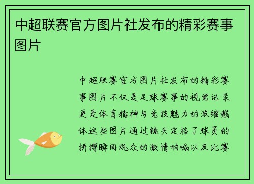 中超联赛官方图片社发布的精彩赛事图片