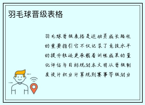 羽毛球晋级表格